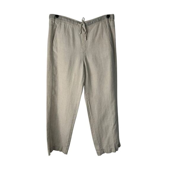 Orvis Linen Pants Women’s Medium Beige Drawstring Casual Summer Beach Lagenlook - Picture 1 of 16